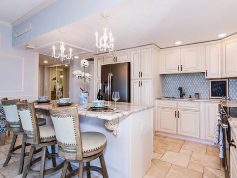 Hampton cabinets and palace style chandeliers