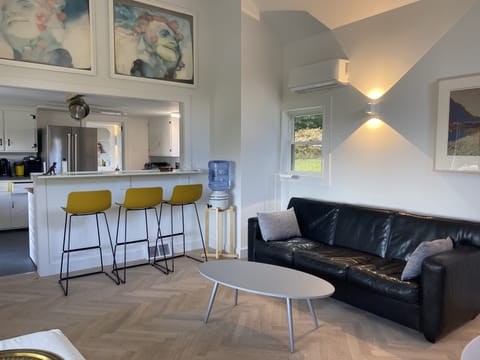 The great room and kitchen 