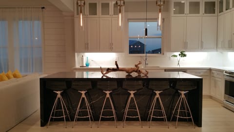 1st floor:  Kitchen with the gorgeous waterfall kitchen island.