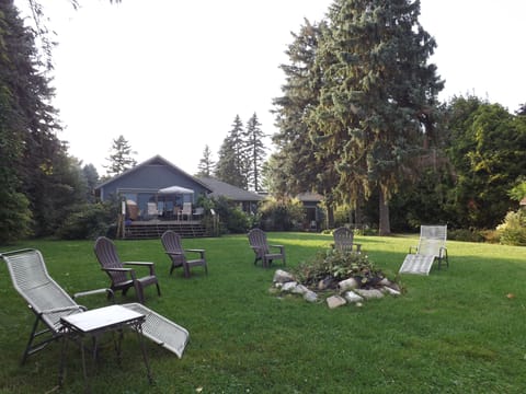 Huge lawn leading to the lake.