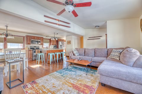 living room and upstairs kitchen
