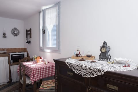 ..is decorated with antique furniture.