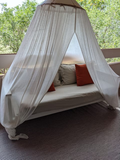 The balcony is only set up during the summer months. Usually from May to October