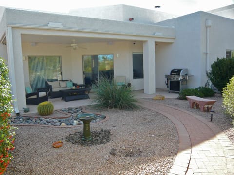 Back Yard, Left door is Master Bedroom, middle door is Greatroom, Older picture