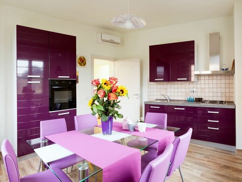 Room, Interior Design, Furniture, Property, Purple, Kitchen, Violet, Pink, Building, Cabinetry