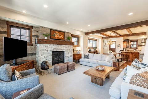 Main level great room with new furnishings