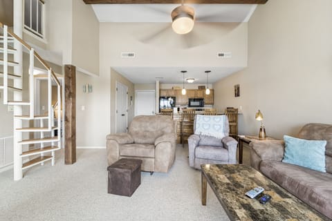Living area and kitchen