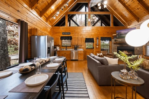 Open concept dining table perfect for friends and family gatherings.