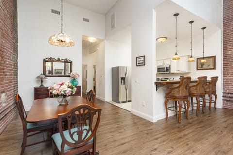 Dining Area/Bar with solid mahogany wood bar