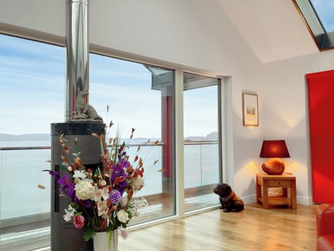 Light and airy living space with views of Loch Etive | Otters View, Connel, near Oban