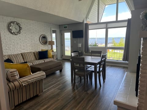 Main living area with view of Crooked Lake