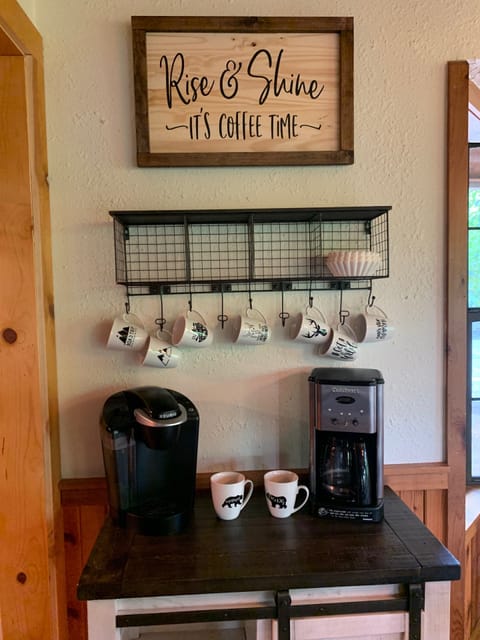 Coffee bar! Off to the side of the kitchen so no one is in the cooks way:)