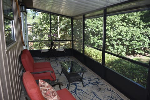 comfortable seating on screen porch