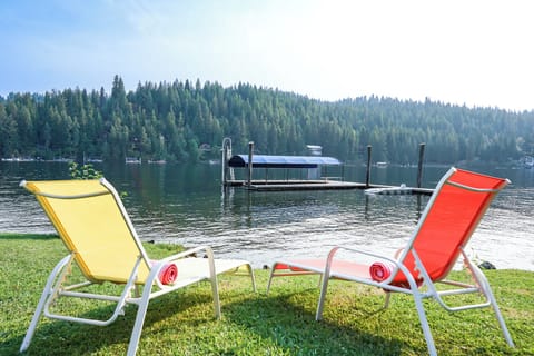 Lounging in the sun while watching the wildlife that often make an appearance, your children, and boats heading to Shooters.  