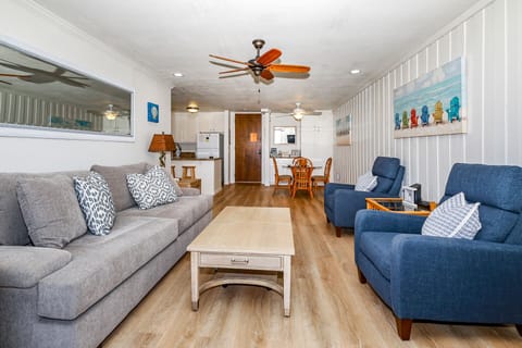 Living area with a queen sofa sleeper