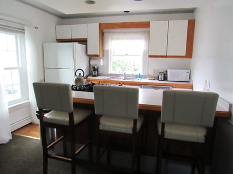 The Kitchen and the Breakfast Bar in the Long Open Concept Main Floor