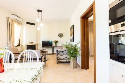 Open air living room and kitchen area