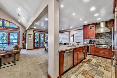 The open floor plan is designed with socializing in mind