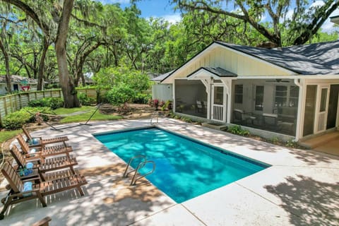 Heated pool and screened-in porch