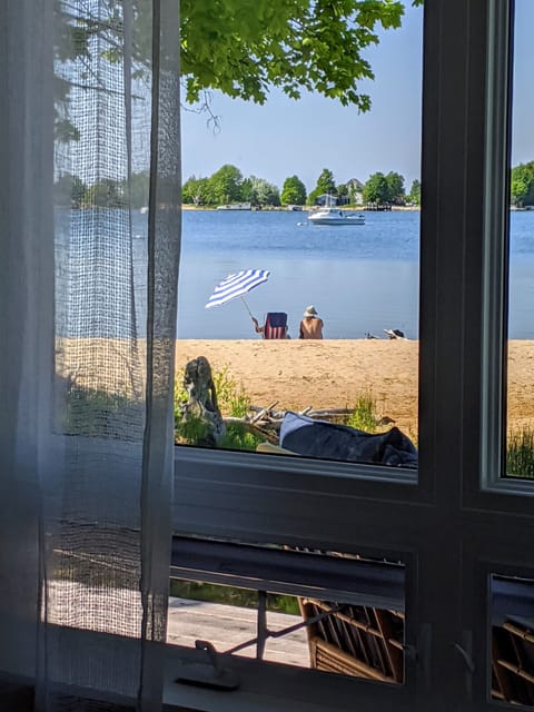 View from windows to private beach