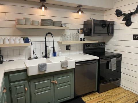 Kitchen with new appliances, Farmhouse sink, dishwasher