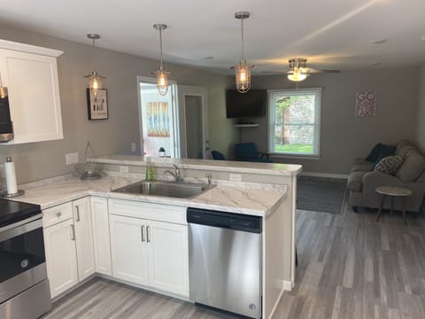 View from kitchen to living area