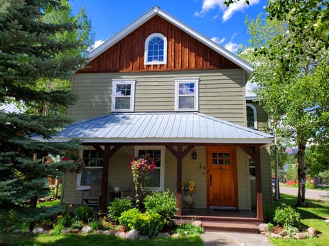 The front of the house is colorful and inviting