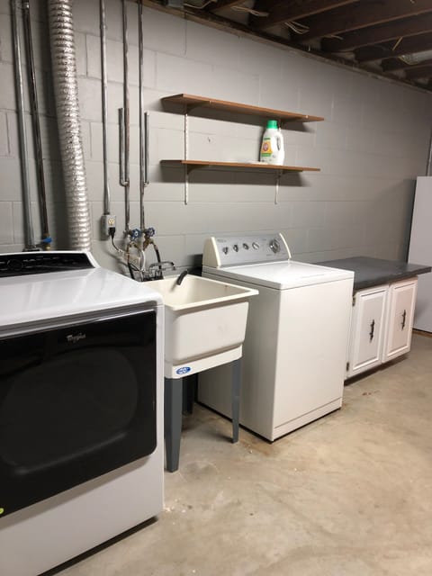 Washer and dryer available in the basement
