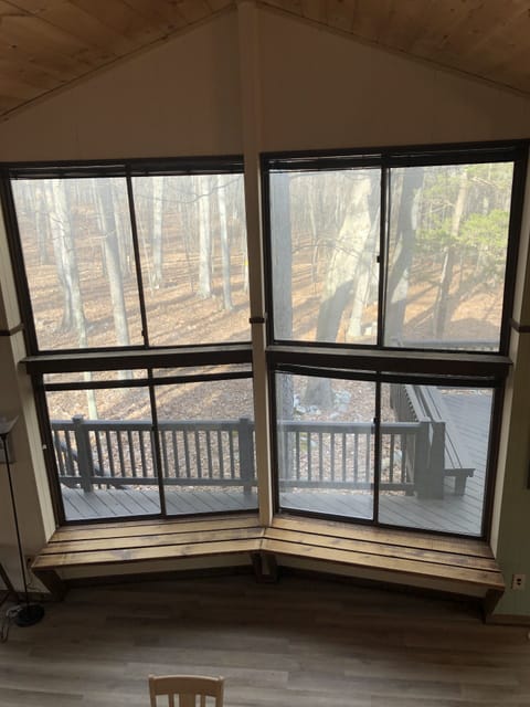 View from loft of the floor to ceiling windows.