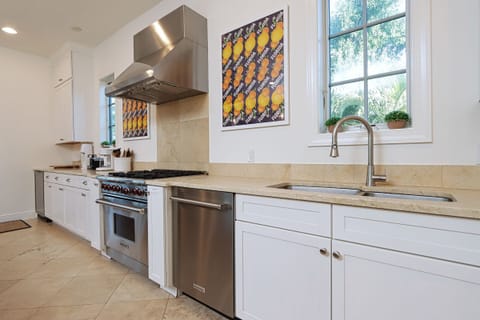 Kitchen with stainless steel appliances