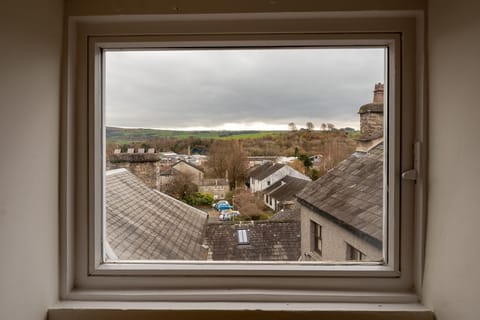 View over Kendal towards Kendal Castle ruins.