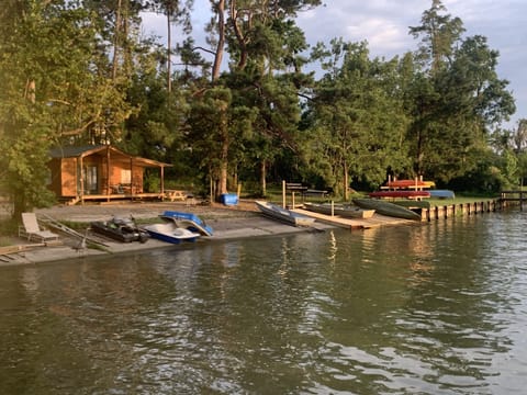 Cabin 4 from large pier.  Smaller pier is to right, other cabins to left.