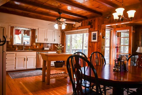 Dining table adjacent to kitchen
