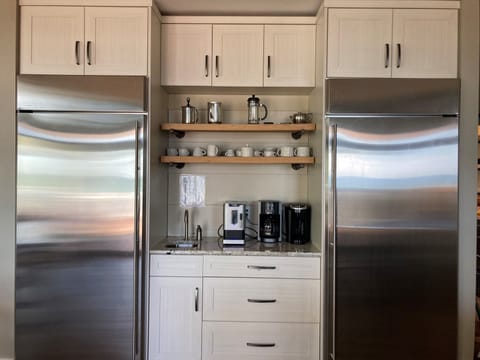 Large Freezer on left
Large Refrigerator on right
Coffe in the middle
