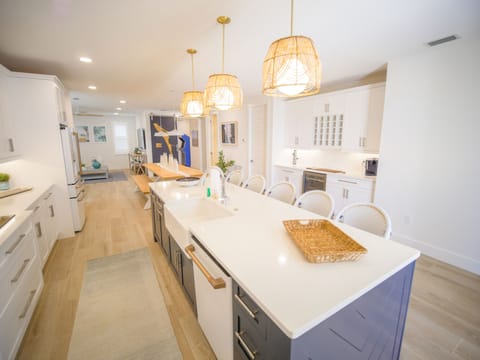Large kitchen with island and seating