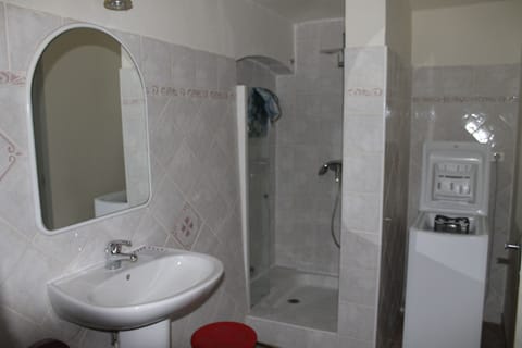 Downstairs shower room: toilet and washing machine