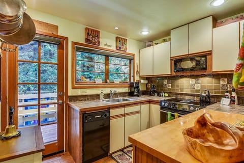 The kitchen and front porch.