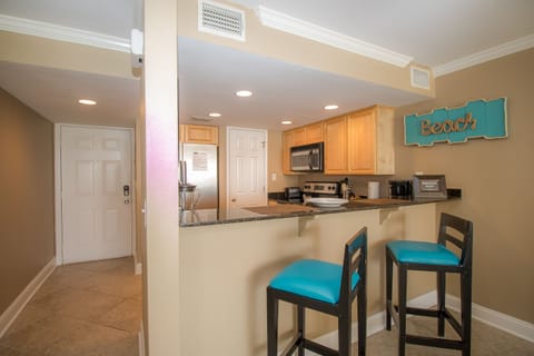 Breakfast bar over looking the kitchen