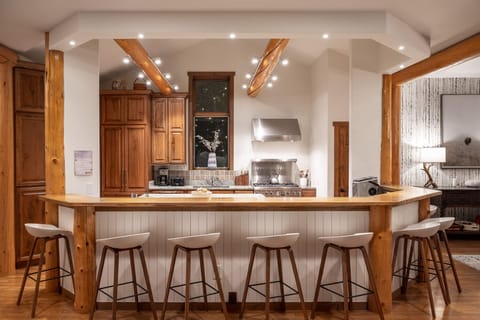 Pull up a chair and chat with chef with seating for 8 at the wrap around bar