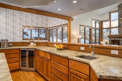 The huge open kitchen is perfect for large groups