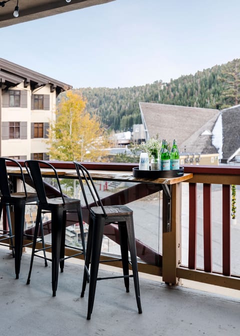 Patio with view over center of village. Terrific apres ski watching