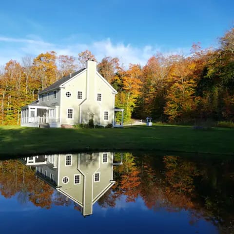 Yard and pond in Autumn