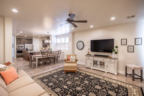 Family Room - Beautiful view from the side door showing the living room, dining room, and kitchen.