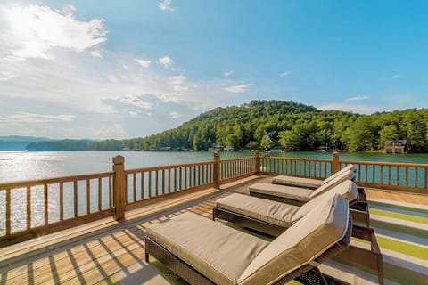 Relax in the sun on top level of boat house