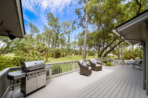 Gas grill on back deck
