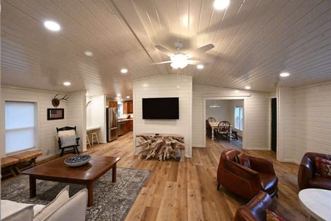 "Living Room: 65""Smart TV with Dish Network"