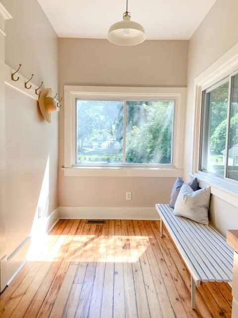 Mudroom at back entrance off kitchen.