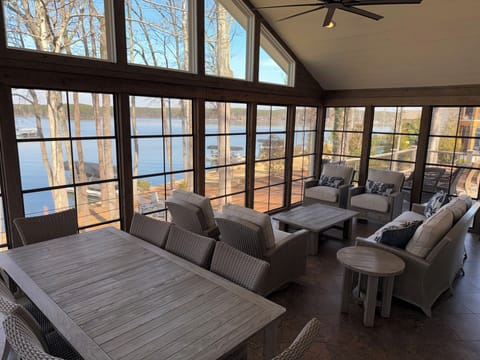 Big water views from the all season porch, new luxury furniture for 2026 guests!