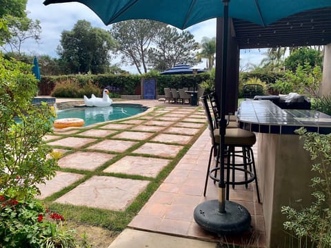 Salt water, solar heated pool