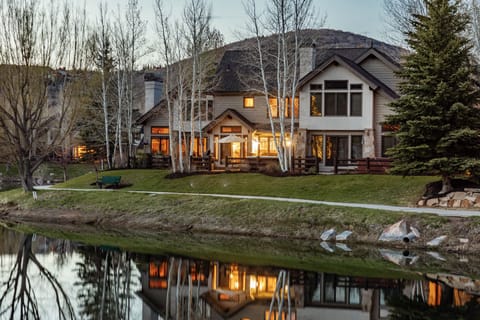 Our Still Waters Retreat from the back, showing the incredible lake that you see from the patio!